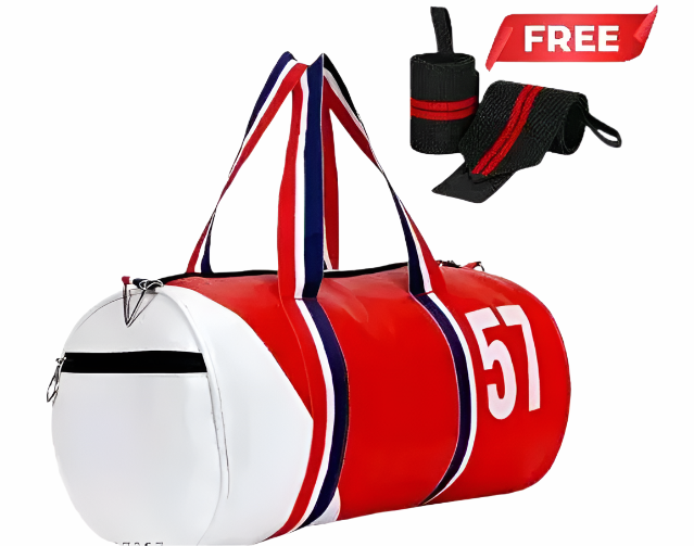 Trendy Gym Bag with free wrist support (Red)