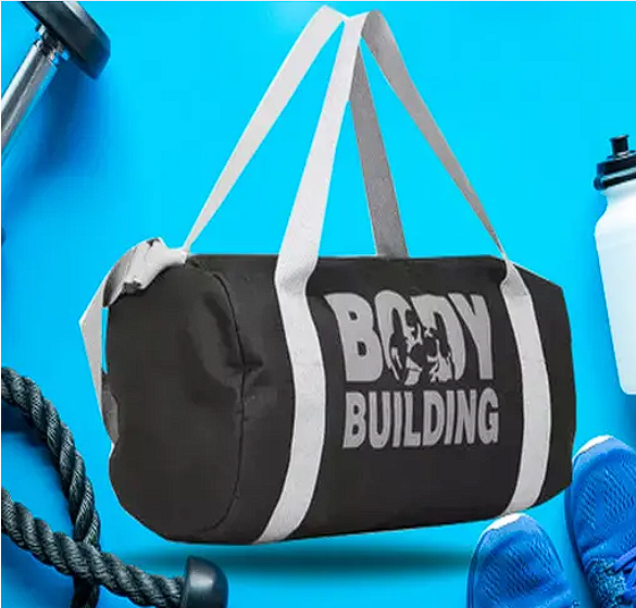 Body bulding Gym Bag Combo for Men ll Black Gym Bag, Black Bottle & Black Gloves with Wrist Support Band ll Gym kit for Men