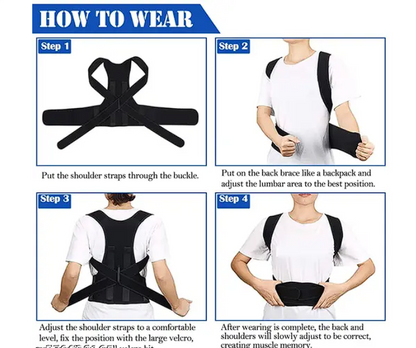 Posture Belt For Back & Shoulder Brace For Spine & Body Posture Correction, Backbone Support Belt - Free Size