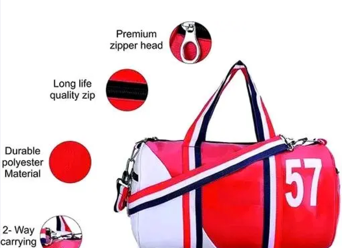 Trendy Gym Bag with free wrist support (Red)